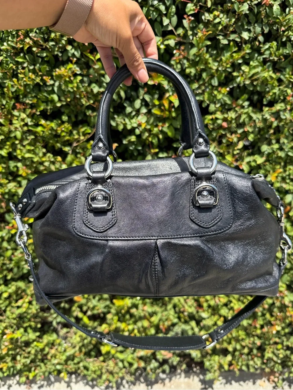 Coach Black Leather Satchel Bag